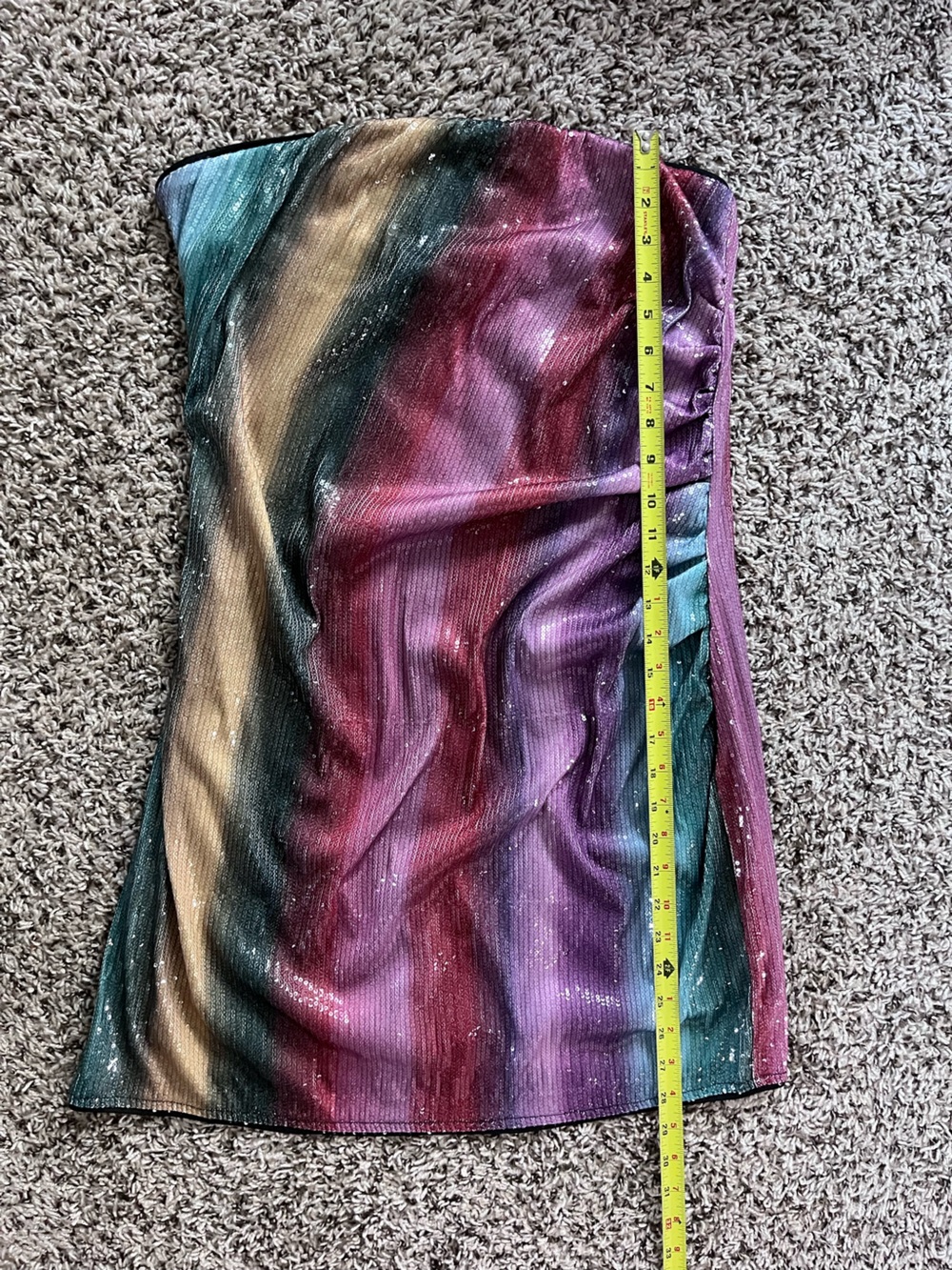 Cider Rainbow Sequin Ombre Tube Dress Ruched Bodycon Mini Size 0XL - Picture 4 of 6